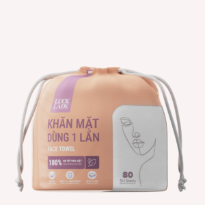 Khăn mặt dùng 1 lần Luck Lady túi rút tròn, 80 tờ