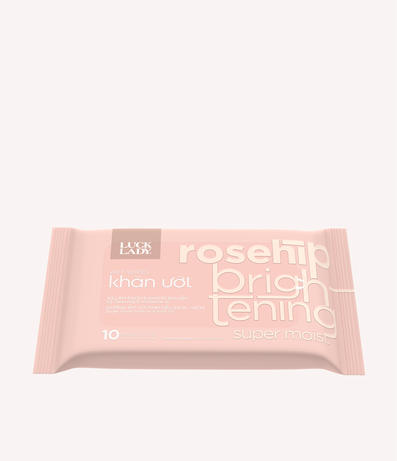 Khăn ướt vệ sinh Luck Lady 10 tờ, Rosehip, hương tự nhiên
