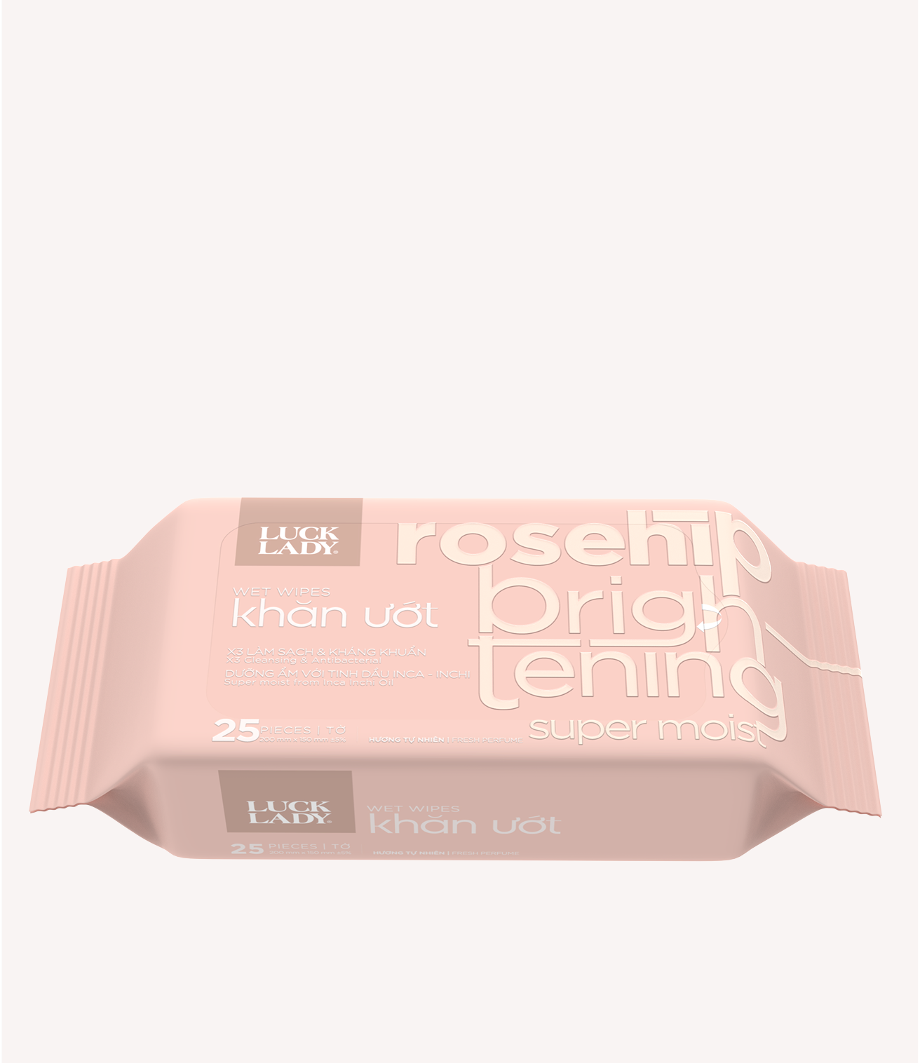 Khăn ướt vệ sinh Luck Lady 25 tờ, Rosehip, hương tự nhiên