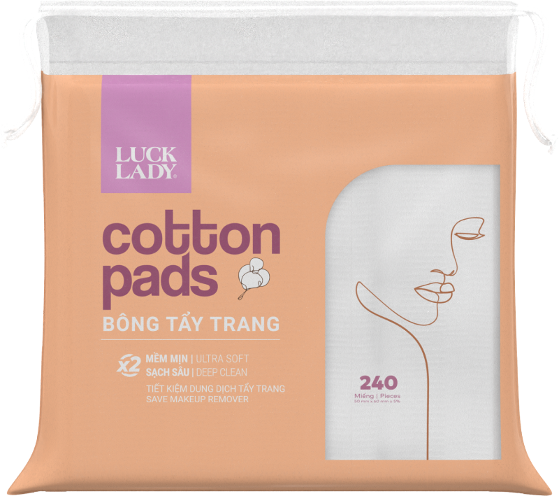 Bông tẩy trang vuông 240 miếng túi zip 5x6cm