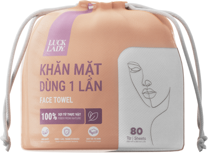 Khăn mặt dùng 1 lần 80 tờ (Túi rút tròn)