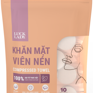 Khăn mặt khô viên nén Luck Lady (viên tròn, túi 10 viên)